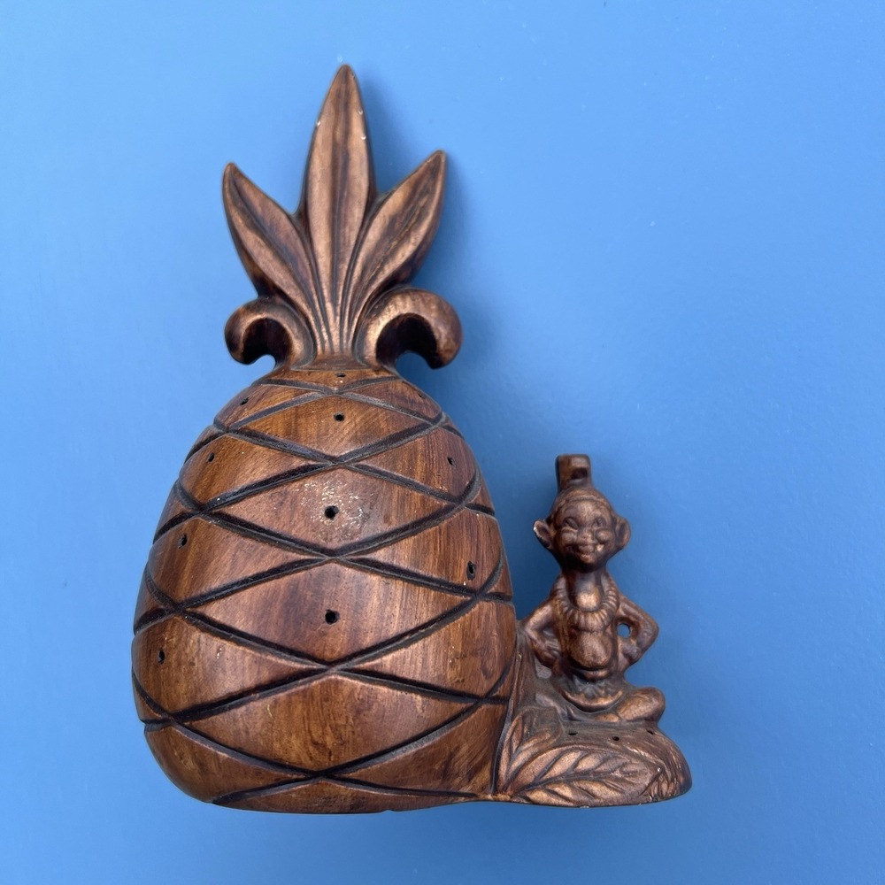 Vintage 1961 Treasure Craft Hawaiian Tiki Pixie Pineapple Toothpick Holder